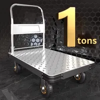 Carretilla de Mano de Acero de 1.5 Toneladas, de Cuatro Ruedas, Resistente, Plegable, para Compras, Uso Doméstico