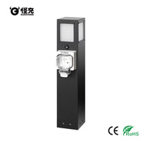 Prise extérieure étanche en acier inoxydable avec lumière LED 20A/10A IP66, colonne de prise pour jardin, patio, camping-car, camping, yacht, quai