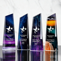Trophée en verre avec impression UV Pujiang Crystal, plaque de récompense personnalisée professionnelle pour la reconnaissance d'entreprise