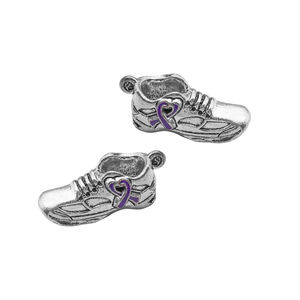 รองเท้าสนีกเกอร์ดีไซน์3D โลหะริบบิ้นสีม่วงเครื่องประดับสำหรับการรับรู้มะเร็งจี้การรับรู้ความรุนแรงในครอบครัว - Product Image 1