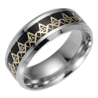 Anillos Para Hombres Cincin Baja Tahan Karat, Cincin Masonik AG Agama Sederhana, Cincin Kepribadian Warna Baja