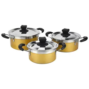 Wholesale Home Kitchen Ware 3 Pcs Metal Cookware Sets Stainless Steel