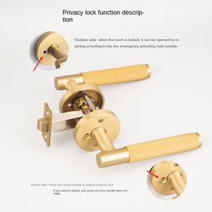 Manija de puerta de baño sin llave con cerradura de canal de baño individual moderna con cobre de privacidad para hoteles y apartamentos Garantía de 5 años - Product Image 2