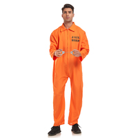 Costume de Cosplay de Détenu Orange pour Homme, Combinaison d'Uniforme pour Halloween, Ensemble de Pompier
