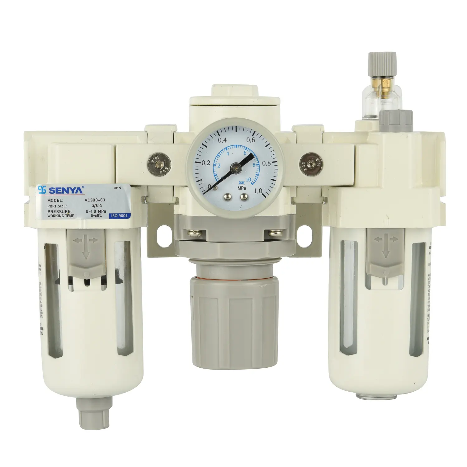 AC Series Air Service Unit Air Pressure Filter Regulator Lubricator Pneumatic Pressure Combination FRL Air Source Treatment