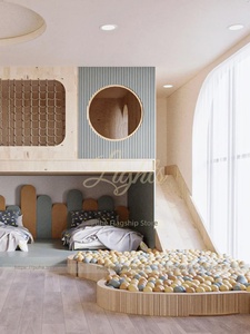 Culla multi-lettino in legno massello per bambini, letto a castello a soppalco multifunzionale di lusso leggero con scivolo, personalizzabile per bambina - Product Image 4