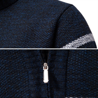 Pull en polyester tricoté personnalisé OEM pour homme, col montant, doublure polaire, couleur unie, style décontracté d'affaires, épais et lourd, idéal pour l'hiver