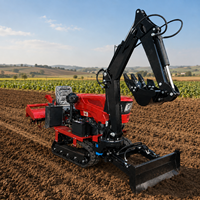 Tracteur multifonctionnel à chenilles avec rotoculteur, cultivateur agricole, accessoires de tranchage, de désherbage et de remblayage