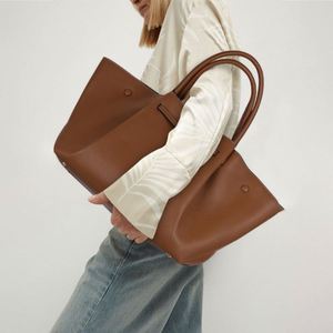 Sac à bandoulière motif litchi grande capacité, style rétro européen et américain, sac fourre-tout polyvalent et tendance pour femme - Product Image 4