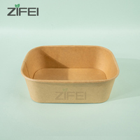 Bol en papier rectangulaire jetable Zifei avec couvercle, boîte à emporter