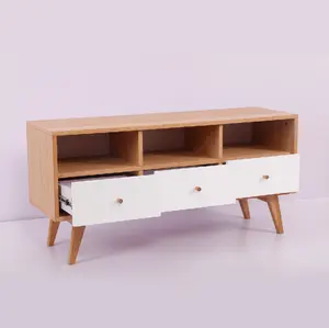 Kleine Formaat Tv Stand Kast Mdf Tv Unit, Transparante Schilderen Beuken Been Tv Stand