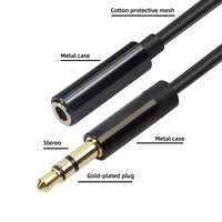 3,3 Fuß Kopfhörer-Verlängerungskabel 3,5 mm Stecker auf Buchse Aux-Audio-Verlängerungskabel Nylon-Ummantelung für Mediaplayer
