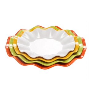 Plato de Servir Blanco con Borde Ondulado, Similar al <span class=keywords><strong>Porcelana</strong></span>, Creativo, de Plástico Melamina, para Aperitivos, para Restaurante, Venta al Por Mayor - Product Image 2