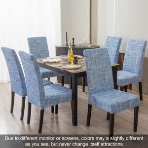 Juego de fundas modernas para sillas Parsons de rayas azules de 4 piezas, poliéster duradero lavable extraíble de alta elasticidad para el comedor del hogar - Product Image 2