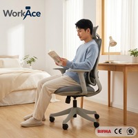 Chaise de bureau ergonomique moderne et confortable en tissu, pivotante et inclinable, réglable en hauteur, pour chambre et bureau à domicile - Échantillon