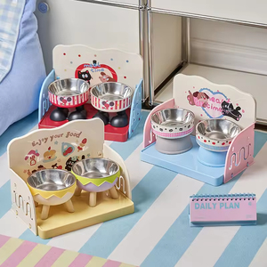 Nouvelle station d'alimentation anti-déversement colorée pour animaux de compagnie, support réglable en hauteur pour deux bols pour chiens de petite et moyenne taille - Product Image 5