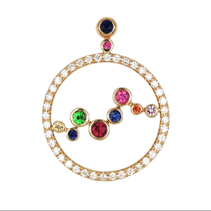 Pendentif élégant en or rose 18 carats avec diamants et pierres précieuses multicolores 2,85 g Bijoux de qualité supérieure - Product Image 1
