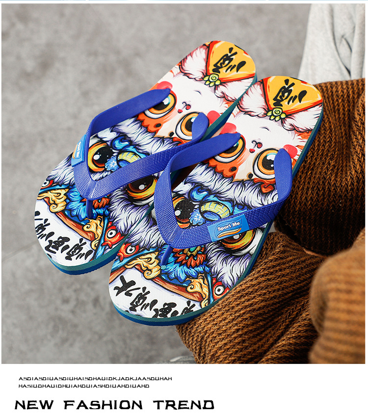 Cheap PE Printing Filp Flops Slippers Men's Non-slip Outdoor Beach Flip-flops Slipper