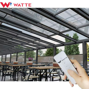 ระบบฝาครอบกระจกอลูมิเนียมแบบยืดหดได้, หลังคากระจกแบบพับเก็บได้ป้องกันฝนแสงแดดกลางแจ้งแบบทันสมัย - Product Image 3