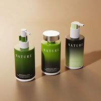 Botol Pembersih Wajah Bentuk Silinder Kaca Tipe Tekan OEM 150-160ml, Cetak Sablon, Botol Lurus, Untuk Hotel