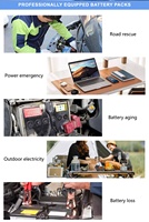 6000 + Cycles 12v 100ah Booster d'urgence Démarreur de batterie de voiture pour voitures, Démarreur de saut de voiture d'urgence à affichage numérique multifonctionnel