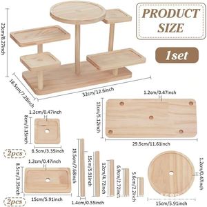 Wooden Display Rack 3 Tier <b>Rotating</b> Storage Shelf For <b>Desk</b> Organize Jewelry Glasses Plant Pot Natural Wood Color - Product Image 4