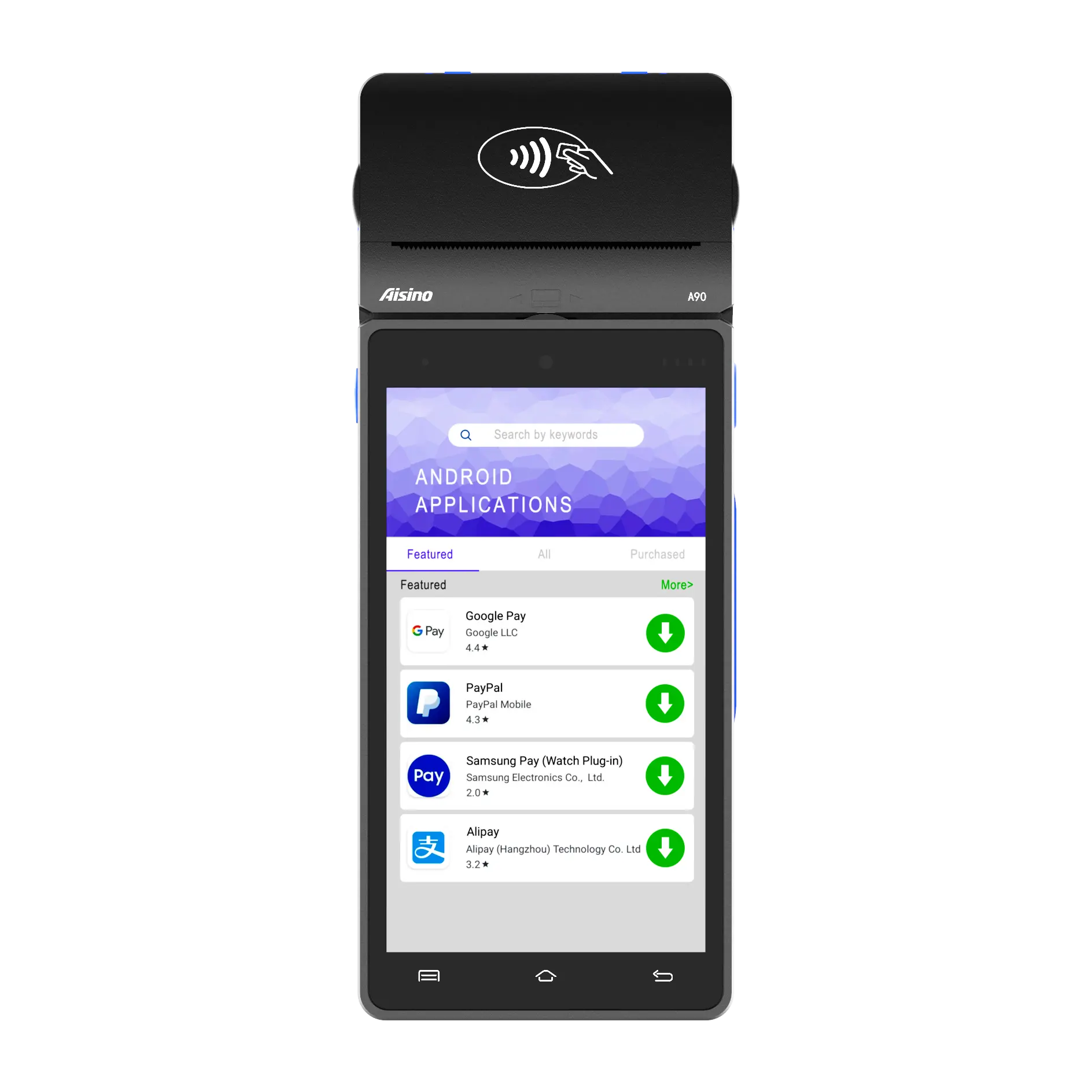 A90 Mesin POS Genggam, Mesin Pos Ponsel Android Nirkabel, Layar Sentuh POS dengan Printer