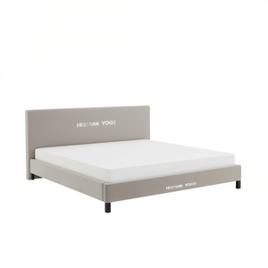 Letto Imbottito in Velluto Hebigan Youth King, Design Minimalista Grigio, Letto Morbido - Product Image 1