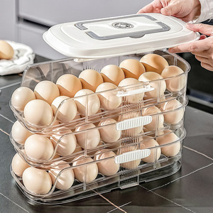 Boîte de <span class=keywords><strong>rangement</strong></span> à œufs rectangulaire en plastique pour porte latérale de réfrigérateur avec système de déroulement automatique et design réversible - Product Image 2
