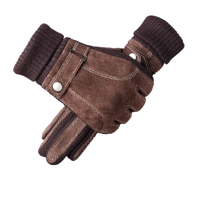 Handschuhe Herren Winter-Outdoor-Radfahren Motorradfahren Winter warm und vliesdick Finger rutschfeste Baumwollhandschuhe