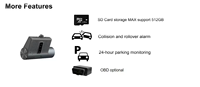 Richmor Mini Caméra embarquée IA ADAS DSM DMS Intelligente à double objectif Enregistrement DVR pour Taxi Fourgon Camion