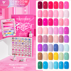 Proveedores de Uñas Vendeeni, Muestra Gratuita para Salón, Set de 48 Colores de Esmalte de Uñas en Gel, Libre de TPO y HEMA, OEM, Etiqueta Privada Personalizada, Esmalte de Gel Sólido - Product Image 1