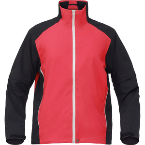 Veste softshell coupe-vent pour homme, rouge et noir, col montant, fermeture éclair, style sportif, pour l'automne - Product Image 2