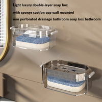 Boîte à savon murale en plastique de luxe légère éponge ventouse crochets en métal Drainage non perforé pour la maison salle de bain salon