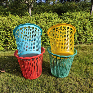 Poubelle perforée en plastique de 4 L et moins, cylindrique, ouverte, pour l'intérieur et l'extérieur, pour la maison, la salle de bain, la chambre à coucher, le salon - Product Image 2