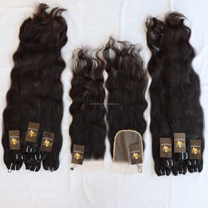 Tissage en lot indien naturel vierge avec Lace Closure, cheveux Remy, 4x4, 5x5, 6x6, 7x7, Hd, Swiss Lace Closure - Product Image 2