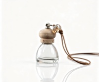 Flacon diffuseur conique vide en verre de 8 ml pour voiture, à suspendre, réutilisable, avec bouchon en bois