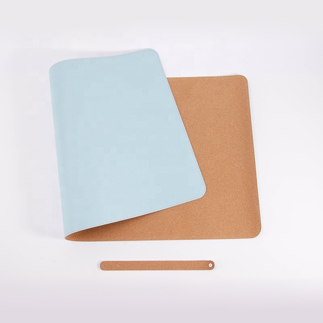 Ready Ship Stock High Quality Dual Side Table Protector Writing Mat Easy Clean Waterproof PU Leather Natural Large Cork Cartoon