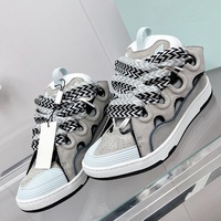 Nouvelles baskets plateforme décontractées de luxe Lanvine, chaussures de marche à lacets tendance, design graffiti unisexe, chaussures de sport