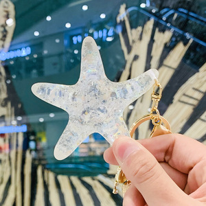 Creativo estilo europeo borlas llavero dibujos animados estrella de mar resina colgantes acrílico plástico coche llave accesorios bolsa colgantes - Product Image 4