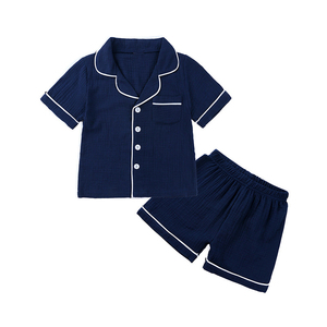 2 9M-13Y 100% algodão verão criança roupa dos miúdos pijamas peça conjunto sleepwear conjunto loungewear conjuntos de linho de linho de manga curta pijama - Product Image 3