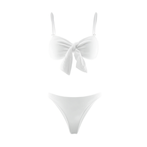Ensemble de maillot de bain deux pièces HDJ avec nœud, contrôle du ventre, grande taille, tenue de plage, couleur unie, SQ67591 - Product Image 2