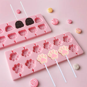 Lot de Moules à Bonbons en Silicone 3D à 12 Cavités, Outils de Pâtisserie Maison DIY, Moule Patte de <span class=keywords><strong>Chat</strong></span>, Sucette, Bâtonnet Fromage pour Chocolat et Gelée - Product Image 1