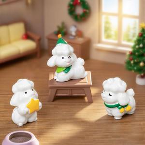 Miniature de paysage en résine peinte à la main, figurine de chien blanc mignon 3D pour <span class=keywords><strong>jardin</strong></span> féerique, décoration animale - Product Image 3