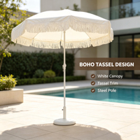 Parasol de plage et de piscine pliable, imperméable, style bohème, macramé tropical avec franges