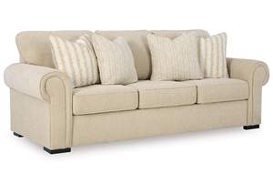 Design traditionnel nordique 3 places cadre en bois <span class=keywords><strong>Beige</strong></span> <span class=keywords><strong>lin</strong></span> tissu canapé bras roulé coussin doux pour hôtels - Product Image 2