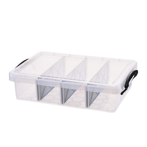 Transparent Lingerie <b>Storage</b> <b>Box</b> With Dividers Stackable Organizer For Socks And Underwear Rectangle Shape With Lid - Product Image 5