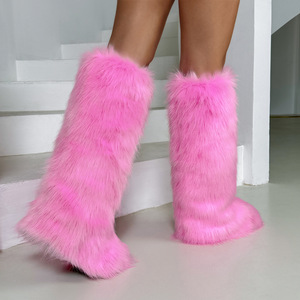 Stivali Invernali da Donna al Ginocchio Nuova Moda Stivali da Neve in Finta Pelliccia di Procione - Product Image 4