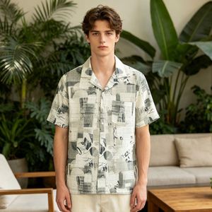 Camisa de punto calado para hombre con estampado digital, camisa formal de algodón con botones personalizados y cuello calado, camisas de vestir para hombre - Product Image 1