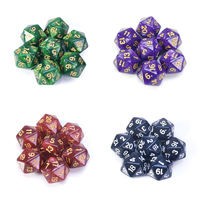 Vente en gros de dés D20 polyédriques de couleur mélangée violet perlé pour le jeu de table DND RPG